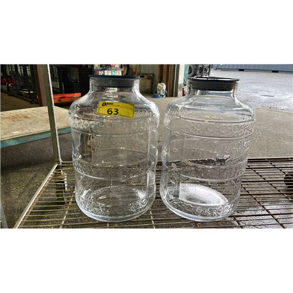 TWO LARGE GLASS CARBOYS WITH LIDS