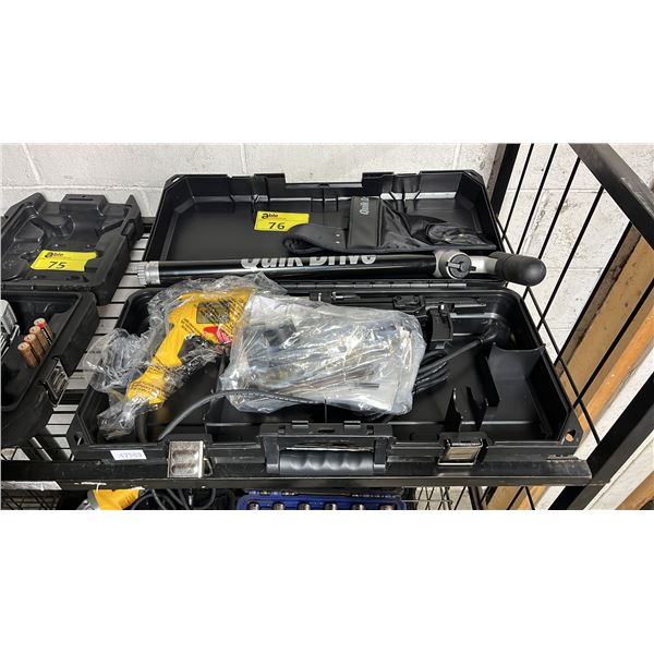 DEWALT DW276 ELECTRIC VSR DECK/DRYWALL SCREWDRIVER IN A HARD TRANSPORT CASE & A QUIKDRIVE PRO