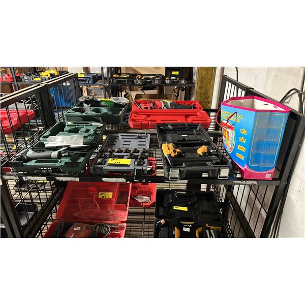 HITACHI PNEUMATIC STAPLER IN A HARD TRANSPORT CASE, BOSTITCH PNEUMATIC BRAD NAILER IN A HARD