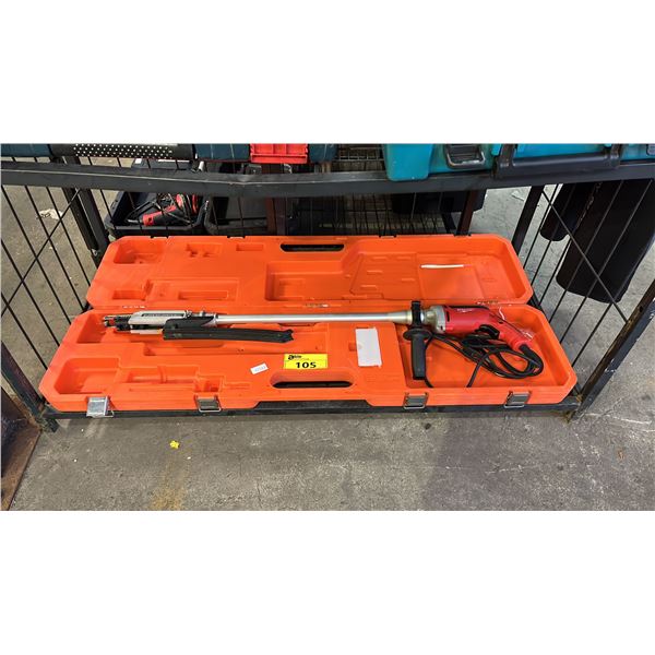 MILWAUKEE ELECTRIC HAMMER DRILL WITH A PAM DRIVE AUTO FEED SCREW SYSTEM IN A HARD TRANSPORT CASE