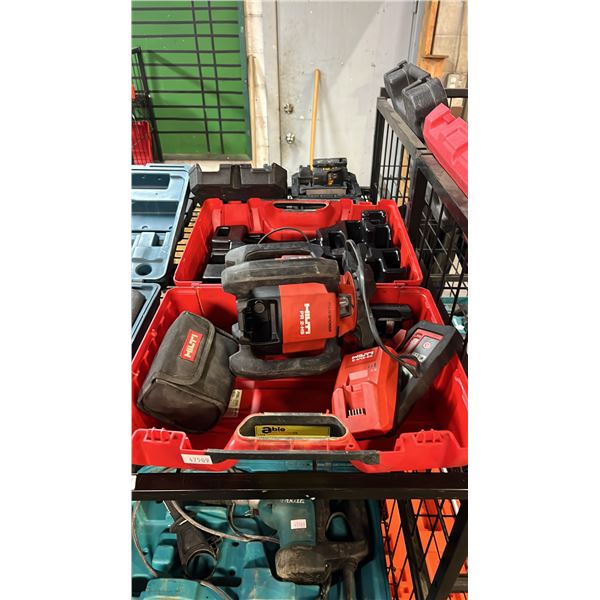 HILTI PR 2-HS ROTATING LASER LEVEL WITH RECEIVER, BATTERY & CHARGER IN A HARD TRANSPORT CASE