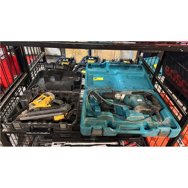 DEWALT CORDLESS FRAMING NAILER IN A HARD TRANSPORT CASE *NO BATTERY* & A ELECTRIC MAKITA
