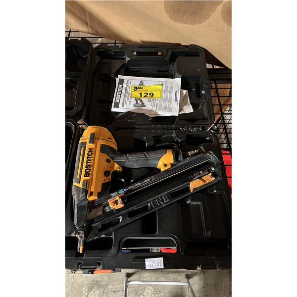 BOSTITCH PNEUMATIC ANGLED FINISH NAILER IN A HARD TRANSPORT CASE