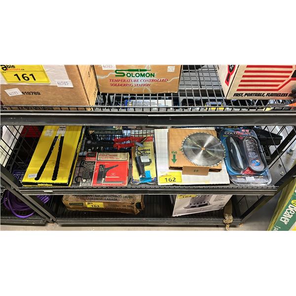 CORDLESS SOLDERING TOOL, SAW BLADES, STAPLE TACKER, LONG ARM RIVETER & MORE