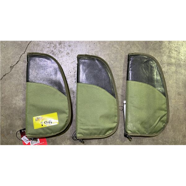 (3) GRIZZLY FABRIC+15MM COMPOSITE SPONGE PISTOL CASES 39CM X 19CM X 2CM