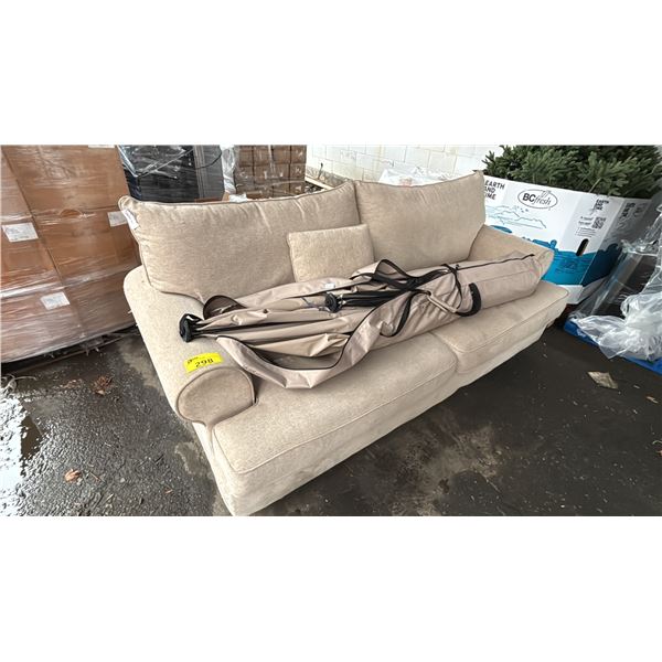 BEIGE SOFA & TIMBER RIDGE TENT - *MAY BE MISSING PARTS AND OR PIECES*