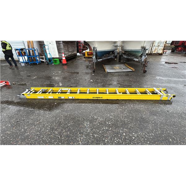 FEATHERLITE 28 FOOT FIBERGLASS EXTENSION LADDER - *ONE RUN IS BENT*
