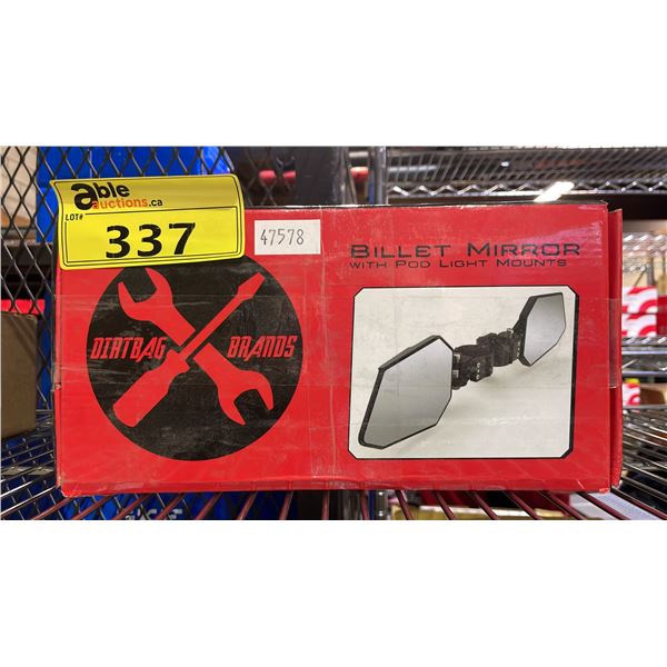 DIRTBAG BRANDS BILLET MIRROR WITH POD LIGHT MOUNTS