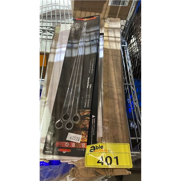 BOX OF CHROME PLATE SKEWERS