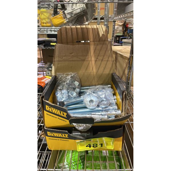 2 BOXES OF DEWALT POWER STUD+ SD1 5/8" X 6" BOLTS WITH NUTS