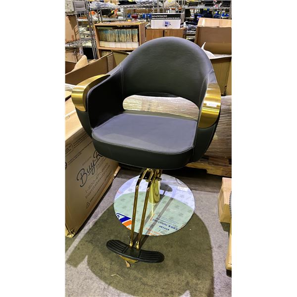 LUNA GOLD STYLING CHAIR WITH ROUND BASE - BLACK *NEW IN BOX*