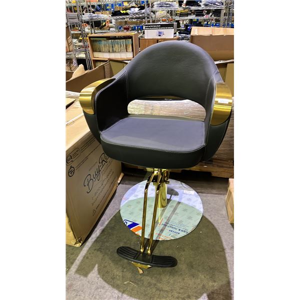 LUNA GOLD STYLING CHAIR WITH ROUND BASE - BLACK *NEW DISPLAY*