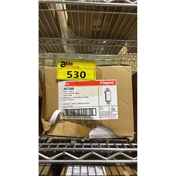 CASE OF LEGRAND RADIANT TM870 LIGHT SWITCH, 1 POLE SIDE, PUSH & BACK WIRE 15A 120/277VAC