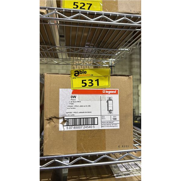 CASE OF LEGRAND RADIANT TM870 LIGHT SWITCH, 1 POLE SIDE, PUSH & BACK WIRE 15A 120/277VAC