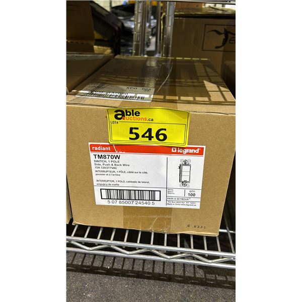 CASE OF LEGRAND RADIANT TM870 LIGHT SWITCH, 1 POLE SIDE, PUSH & BACK WIRE 15A 120/277VAC