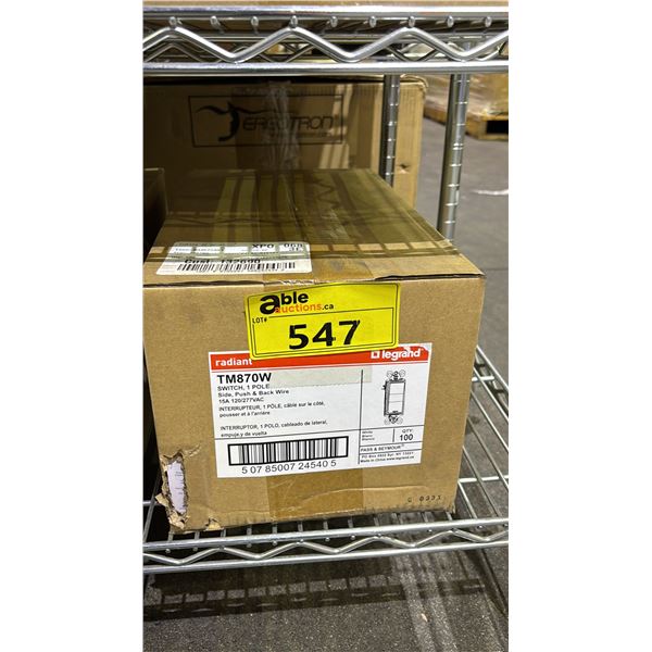 CASE OF LEGRAND RADIANT TM870 LIGHT SWITCH, 1 POLE SIDE, PUSH & BACK WIRE 15A 120/277VAC