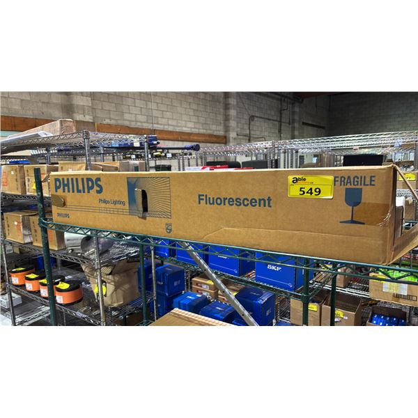 CASE OF PHILIPS F40CW 40 WATT FLUORESCENT LIGHT TUBE & DOMTAR 48" FLUORESCENT LIGHT FIXTURE