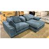 Image 1 : BLUE FABRIC UPHOLSTERED SECTIONAL WITH CHAISE END
