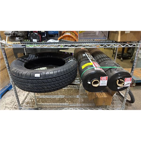 DIMAX 205/60R16 TIRE & (2) ROLLS OF HEAVY DUTY WOVEN FABRIC WEED BARRIER