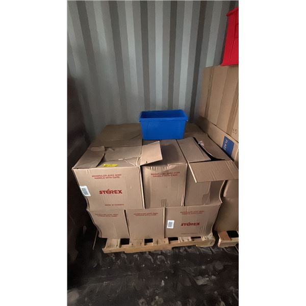 PALLET OF STOREX BLUE PLASTIC STORAGE BINS 17"L X 11.5"D X 9"T  - *MUST TAKE ALL ON PALLET*