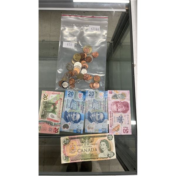ASSORTED WORLD PAPER MONEY & COINS