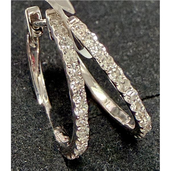 14K (1.94G) NATURAL DIAMOND (0.3CT) HOOP EARRING SUGGESTED RETAIL VALUE $4000
