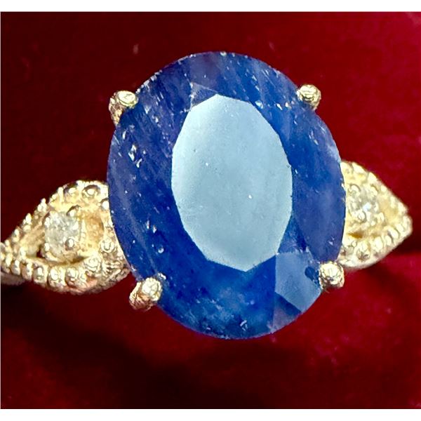 10K (2.8G) UNHEATED BLUE SAPPHIRE (4.9CT) DIAMOND (0.03CT) RING (SIZE  7.5) SUGGESTED RETAIL VALU...
