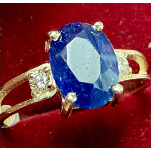 10K (1.7G) UNHEATED BLUE SAPPHIRE (1.75CT) DIAMOND (0.03CT) RING (SIZE 5.5) SUGGESTED RETAIL VALU...