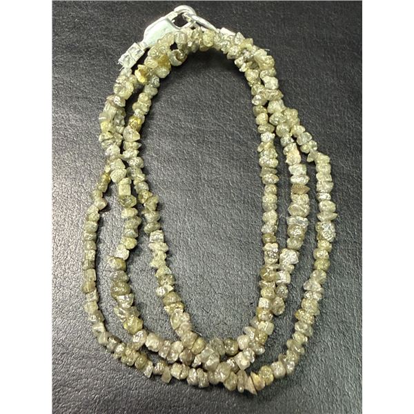 SILVER DIAMOND NECKLACE 16" (UNCUT DIAMOND BEADS) (12CT), SUGGESTED RETAIL VALUE $400
