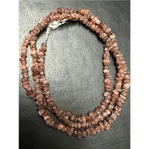 SILVER DIAMOND NECKLACE 16" (UNCUT DIAMOND BEADS) (16CT) RETAIL VALUE $400