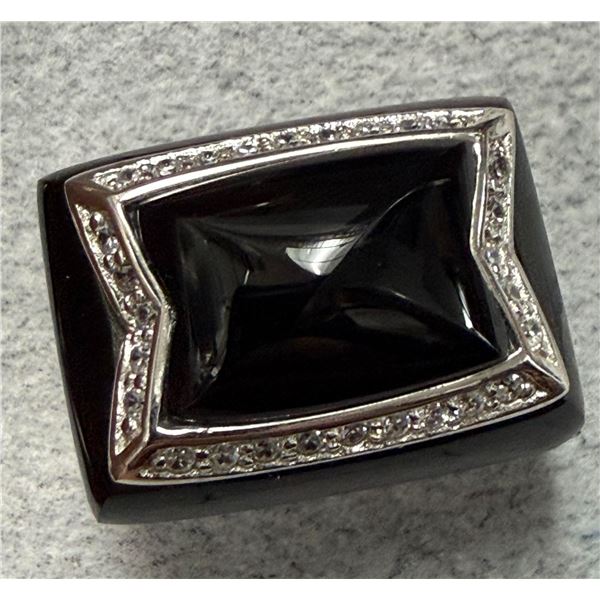 SILVER (16.8G) BLACK ONYX  RING SUGGESTED RETAIL VALUE $340