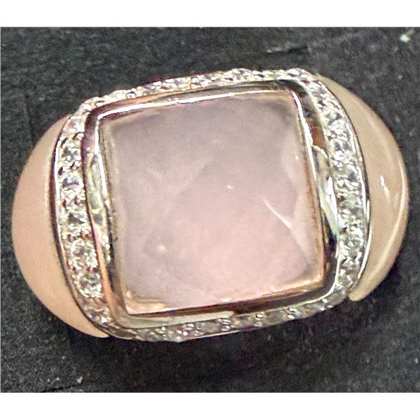 SILVER (11.1G) ROSE QUARTZ RING SUGGESTED RETAIL VALUE $330