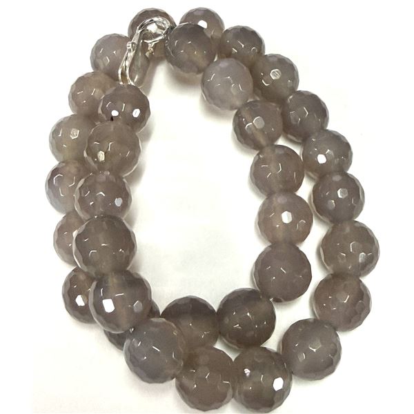 SILVER AZURE TRANQUILITY AGATE BEADS NECKLACE 16" RETAIL VALUE $200