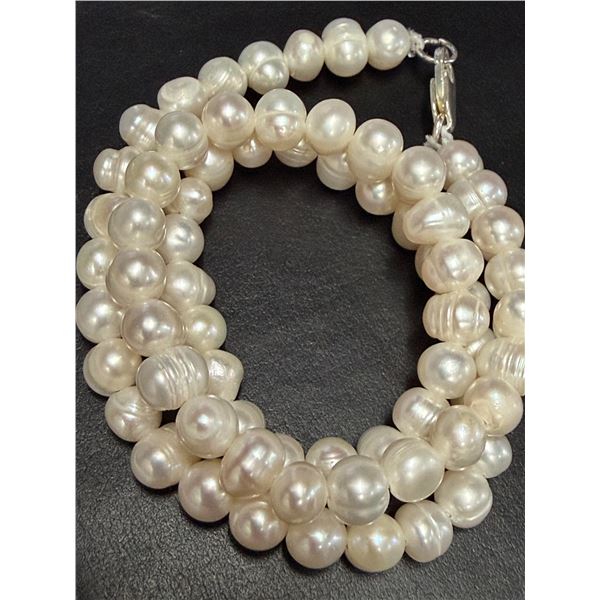 SILVER FRESH WATER PEARL NECKLACE 16" SUGGESTED RETAIL VALUE $200
