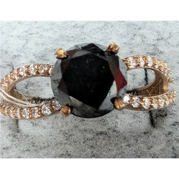 10K (2.02G) BLACK DIAMOND (2CT) MOISSANITE (0.2CT) RING (SIZE 6.75) APPRAISED INSURANCE VALUE $2940