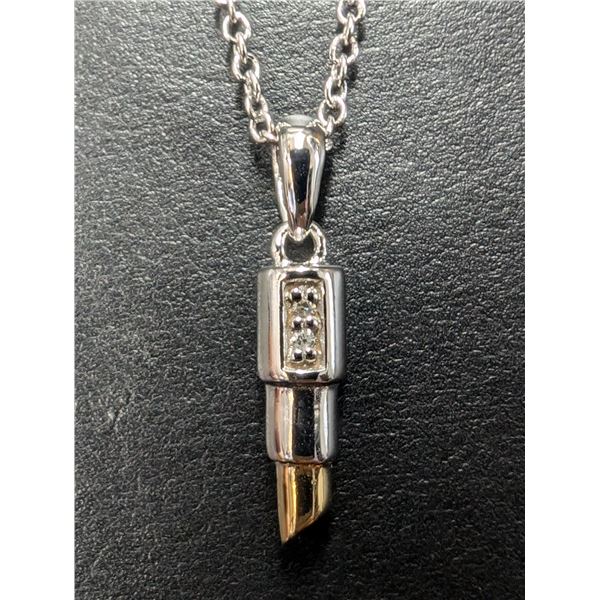 SILVER (2.68G) GENUINE DIAMOND (0.015CT) NECKLACE 16-18"