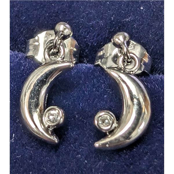 SILVER (1g) GENUINE DIAMOND (0.03CT) EARRINGS