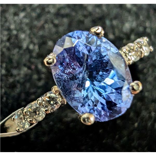 PLATINUM (2.93G) TANZANITE (0.6CT) DIAMOND (0.05CT) RING (SIZE 5.5)  APPRAISED INSURANCE VALUE  $...