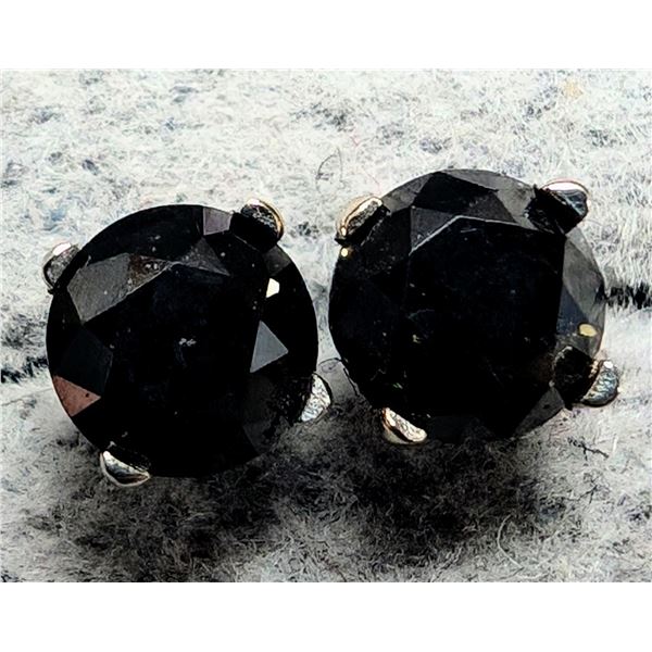 14K (0.57G) BLACK DIAMOND (0.84CT) EARRINGS APPRAISED INSURANCE VALUE $700