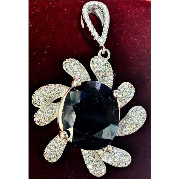 SILVER (8.86G), SAPPHIRE (10CT) PENDANT SUGGESTED RETAIL VALUE $600
