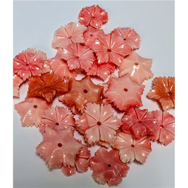 POLY CORAL FLOWER FOR EARRING GEMSTONE SUGGESTED RETAIL VALUE $240