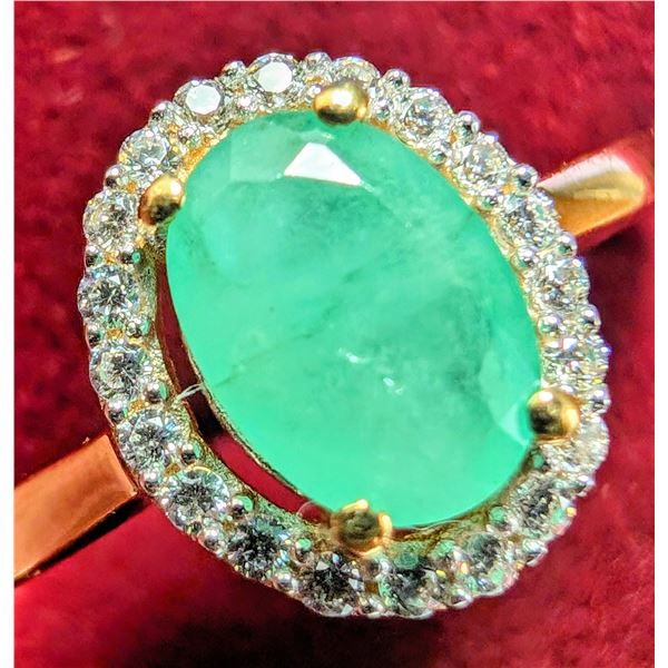 SILVER (2G) EMERALD (1CT) RING