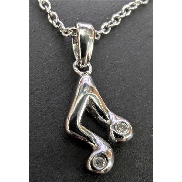 SILVER (2.26G) DIAMOND (0.005CT) NECKLACE 16"