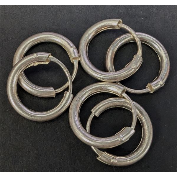 SILVER 3 PARIS SMALL HOOP EARRINGS