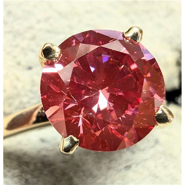 10K YELLOW GOLD 2G 1.56CT LAB PINK DIAMOND   RING (~SIZE 6) APPRAISED INSURANCE VALUE $4900