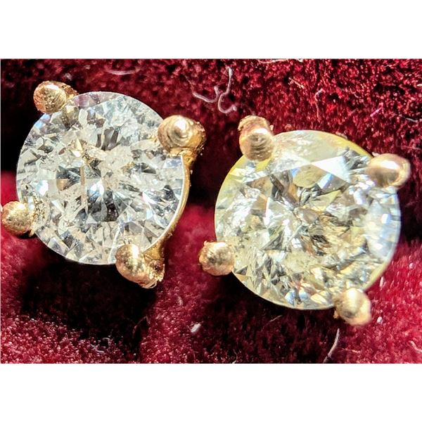 14K YELLOW GOLD 0.7G NATURAL DIAMOND 0.42CT   EARRINGS APPRAISED INSURANCE VALUE $1415
