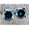 Image 1 : 14K WHITE GOLD LAB BLUE DIAMOND 0.5CT  EARRINGS APPRAISED INSURANCE VALUE $1400
