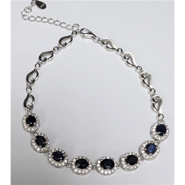 SILVER 8.53G SAPPHIRE 3.2CT 7.5"  BRACELET, SUGGESTED RETAIL VALUE $600