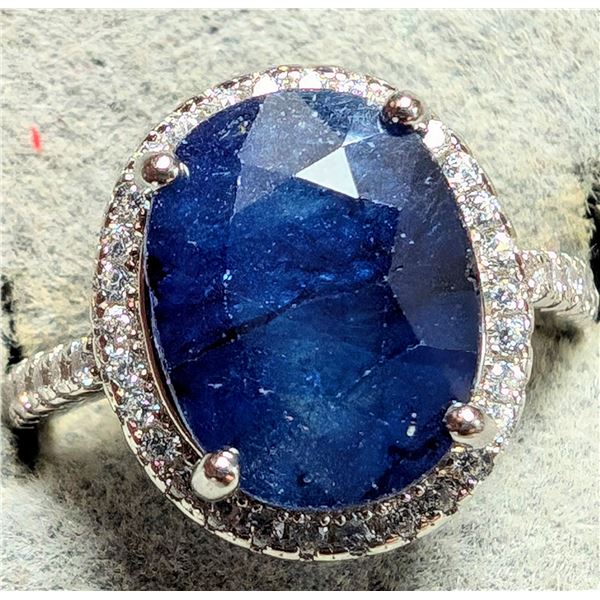 SILVER 3.6G BLUE SAPPHIRE 3CT  RING, SUGGESTED RETAIL VALUE $300