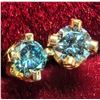 Image 1 : 14K YELLOW GOLD LAB BLUE DIAMOND 0.05CT EARRINGS, SUGGESTED RETAIL VALUE $240